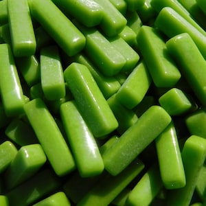 Vivid Lime Rectangle Mosaic Tiles - 20mm Sticks - 50g Glass Bar Tiles