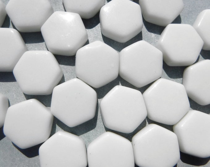 White Hexagon Mosaic Tiles - 15mm - 100g