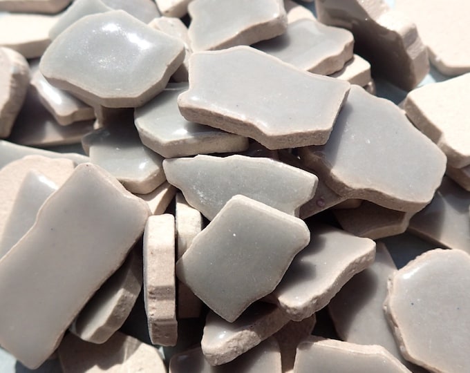 Gray Ceramic Tiles - Jigsaw Puzzle Shaped Pieces - Half Pound