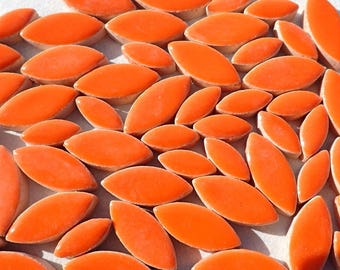 Orange Petals Ceramic Tiles - 50g Leaves in Mix of 2 Sizes 1/2" and 3/4"