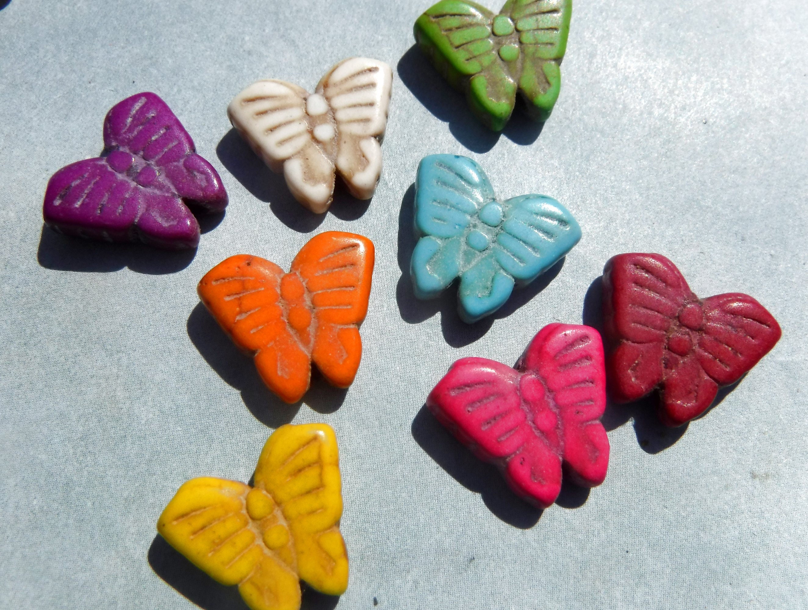 Colorful Butterfly Beads - 12mmx 15mm - Dyed Stone Beads