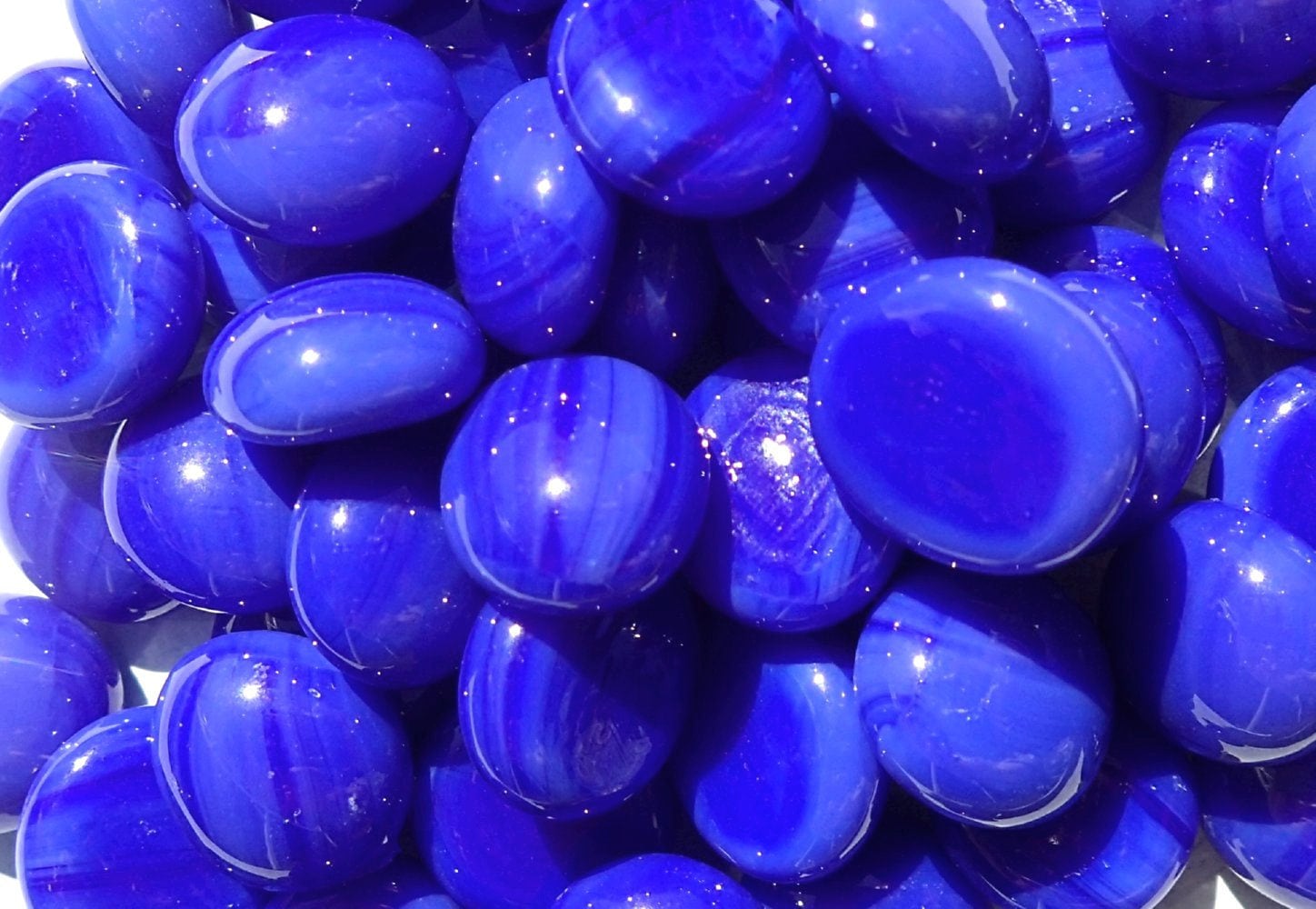 Sapphire Blue Mini Glass Gems Mosaic Tiles 50 Flat Back Marbles