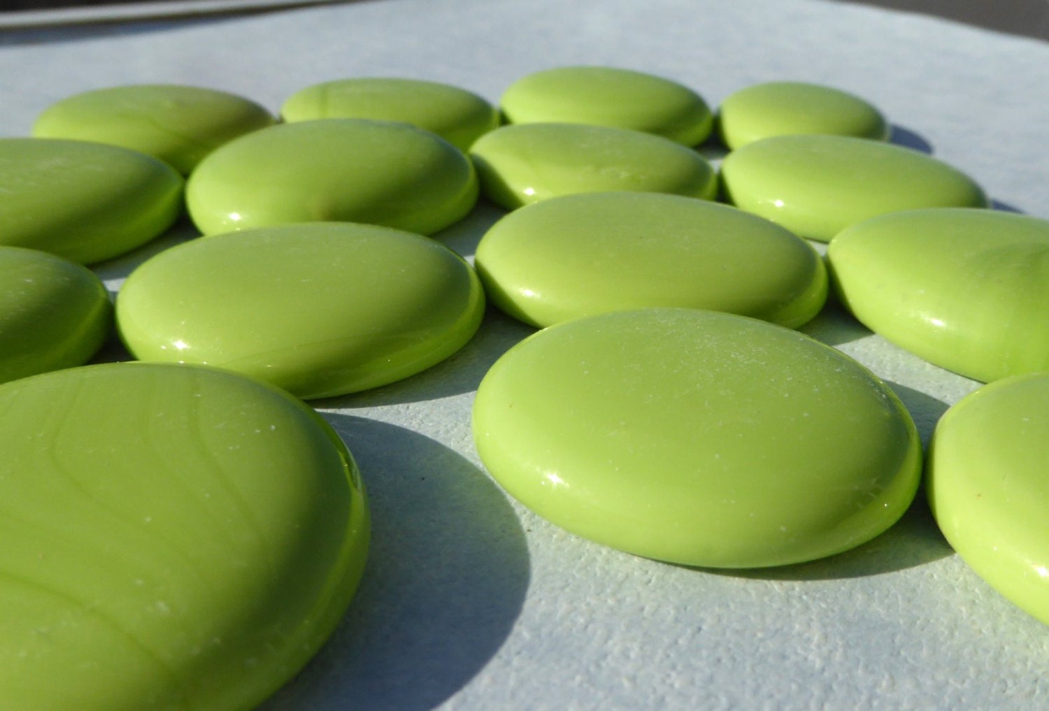 Glass Gems Extra Large Lime Green 10 Mosaic Tiles Light Green