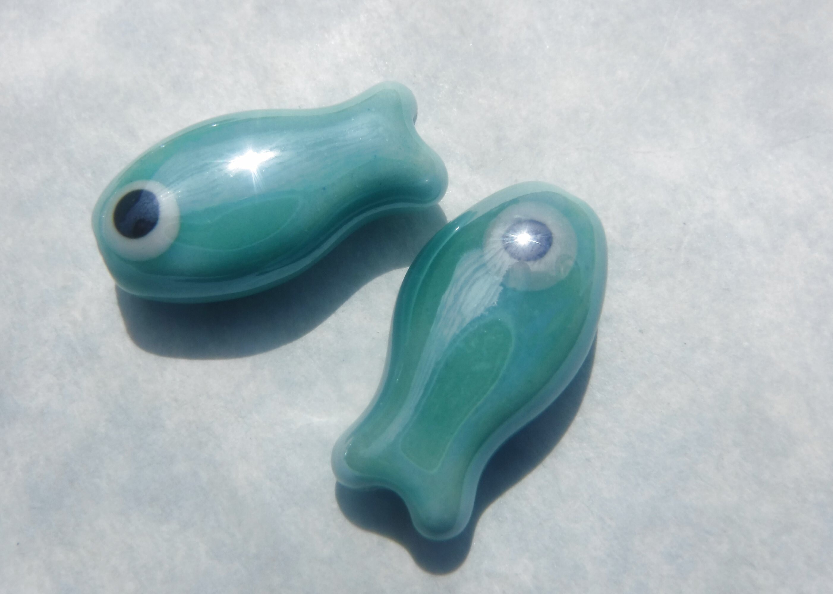 Aqua Fish Ceramic Beads