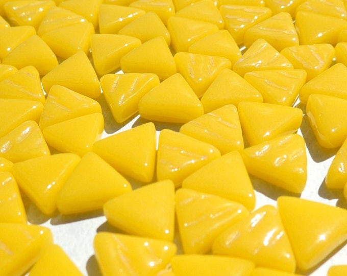 Small Yellow Triangle Glass Tiles - 10mm - 50g