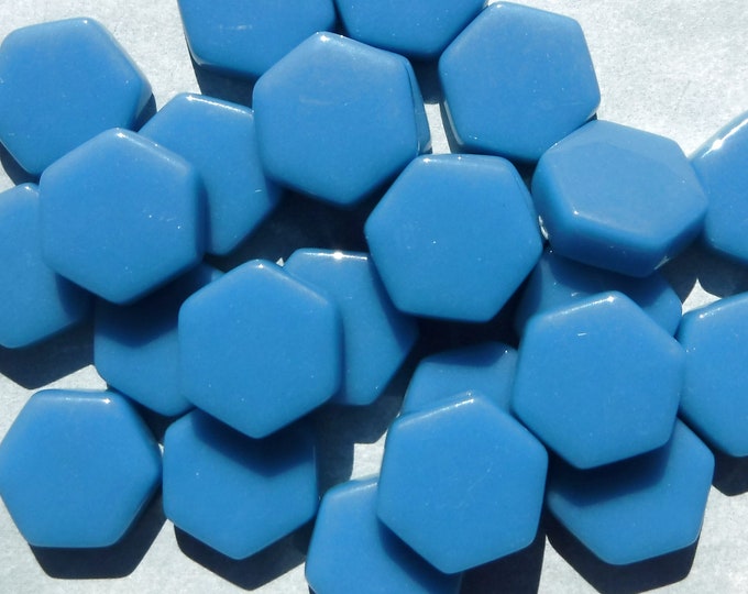 Cerulean Blue Hexagon Mosaic Tiles - 15mm - 100g