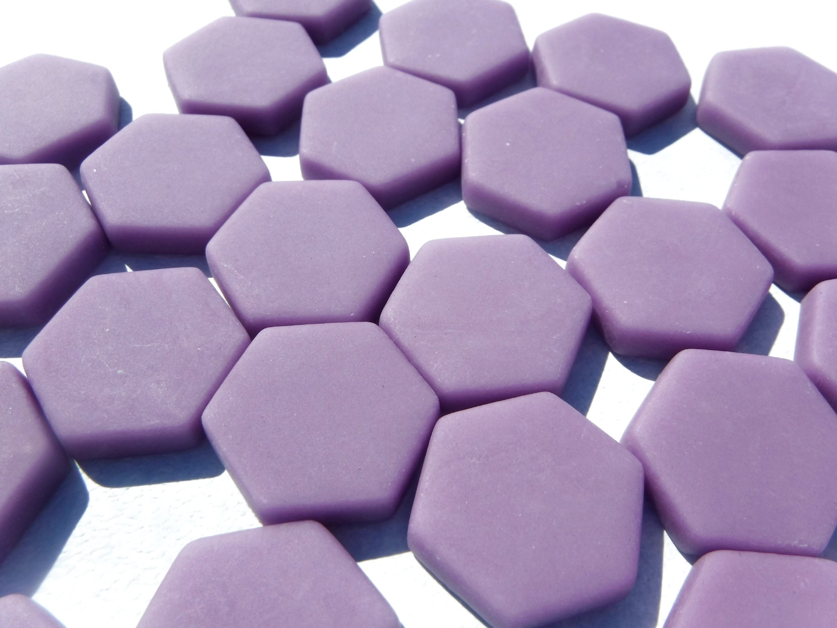 Purple Hexagon Mosaic Tiles - 25 Glass 23mm MATTE Tiles