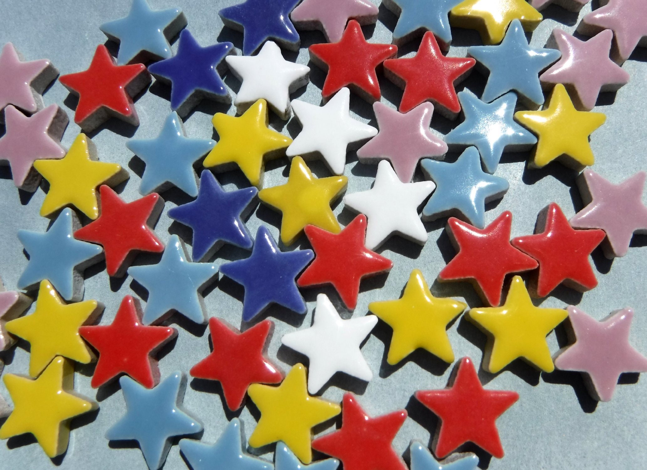 Bright Stars Mosaic Tiles 50 Ceramic 3/4 Inch Tiles in Assorted Colors