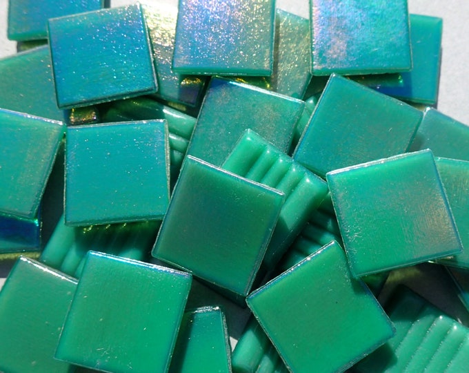 Rainforest Green Iridescent Venetian Glass Tiles - 20mm - 100 grams