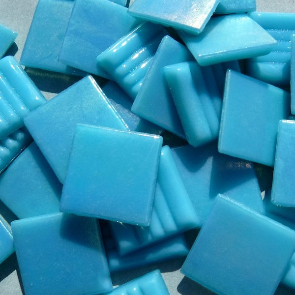 Turquoise Blue Iridescent Venetian Glass Tiles - 20mm - 100 grams