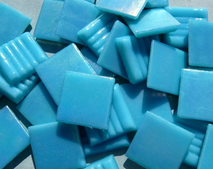 Turquoise Blue Iridescent Venetian Glass Tiles - 20mm - 100 grams