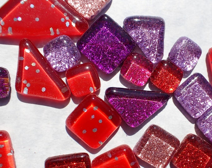 Purple Passion Glitter Tiles - Assorted Puzzle Shapes and Colors - 100 grams