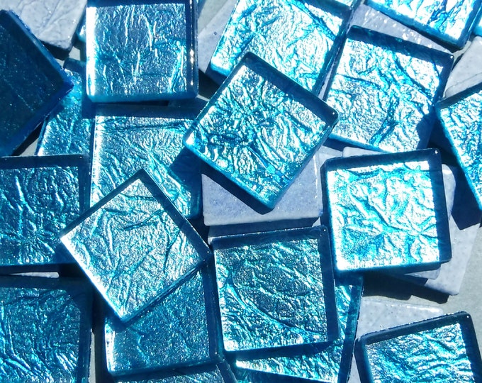 Blue Foil Square Tiles - Set of 25 - 20mm