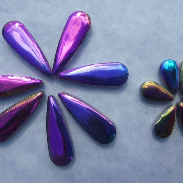 Colorful Metallic Teardrop Mosaic Tiles - 50g Ceramic Petals in Mix of 2 Sizes 1/2" and 3/5"