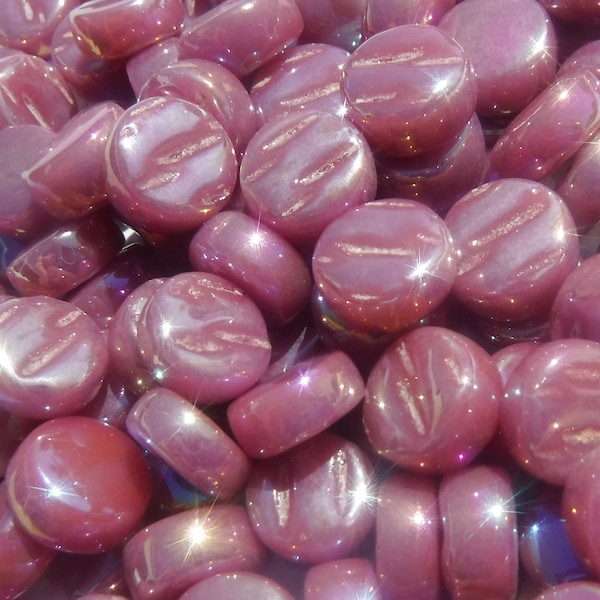 Raspberry Pink MINI Iridescent Glass Drops Mosaic Tiles - 50 grams - Over 100 Tiles