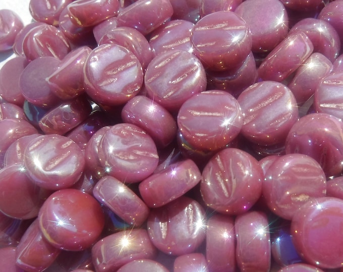 Raspberry Pink MINI Iridescent Glass Drops Mosaic Tiles - 50 grams