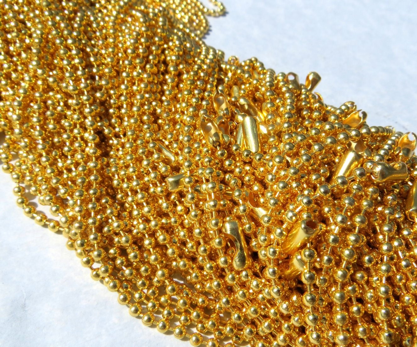 Gold Ball Chain Necklaces 24 inch 2.4mm Diameter Set of 25 Gold