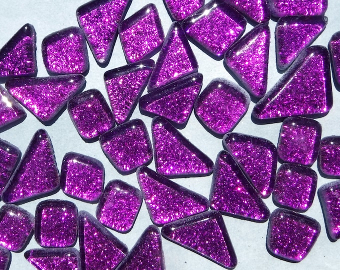 Dark Purple Glitter Puzzle Tiles - 100 grams in Assorted Shapes