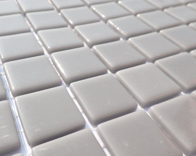 Medium Gray Glass Squares - 1 inch - 25 Recycled Glass Tiles