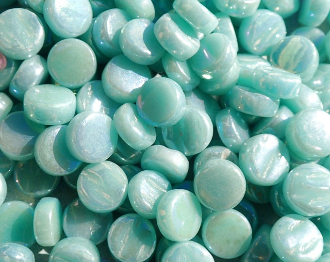 Pale Teal Iridescent MINI 8mm Glass Drops - 50 grams