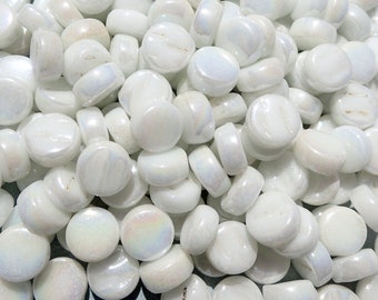 White Iridescent MINI Glass Drops Mosaic Tiles - 50 grams - Over 100 Glass Gems - Wedding Decor