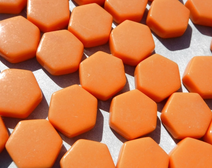 Orange Hexagon Mosaic Tiles - 15mm - 100g