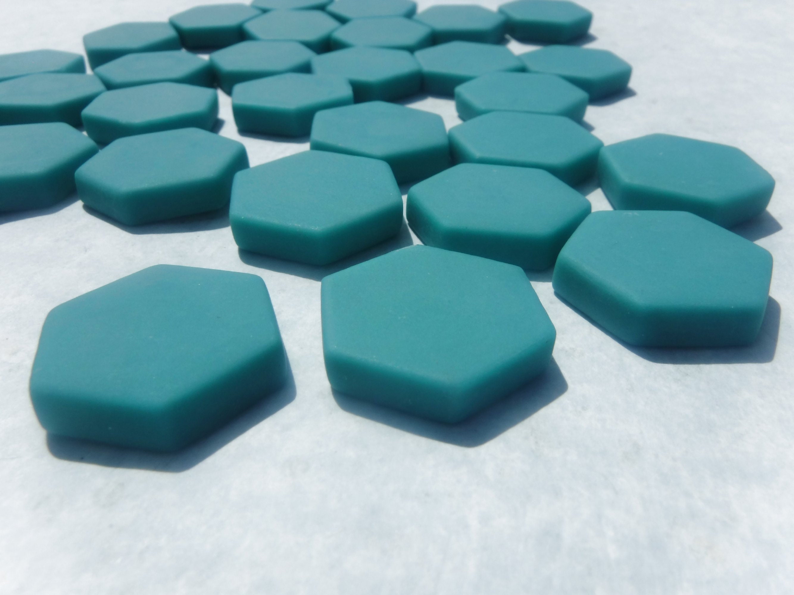 Teal Hexagon Tiles 25 Glass 23mm MATTE