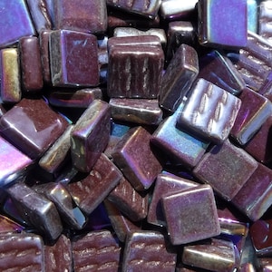 Dark Brown Iridescent Glass Mosaic Tiles - 12mm - 50g - Approx 35 Squares