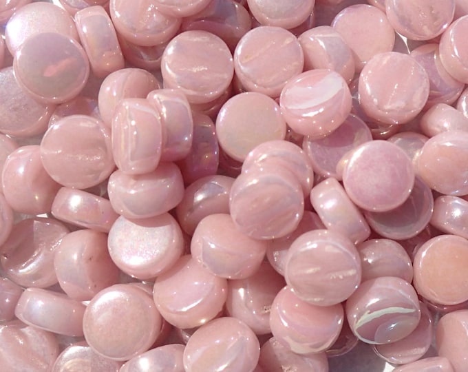 Pale Pink Iridescent MINI Glass Drops Mosaic Tiles - 50 grams - Flat Back Marbles Glass Gems