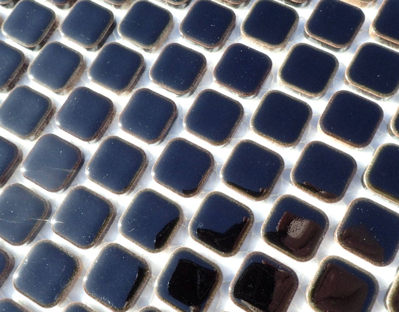 Black Square Ceramic Tiles with Rounded Edges .75 inch 25 Tiles
