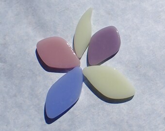 Pastel Blue Purple Pink Yellow Glass Petals - 50g of Leaves in a Mix of Shapes and Sizes - Crocus Bouquet