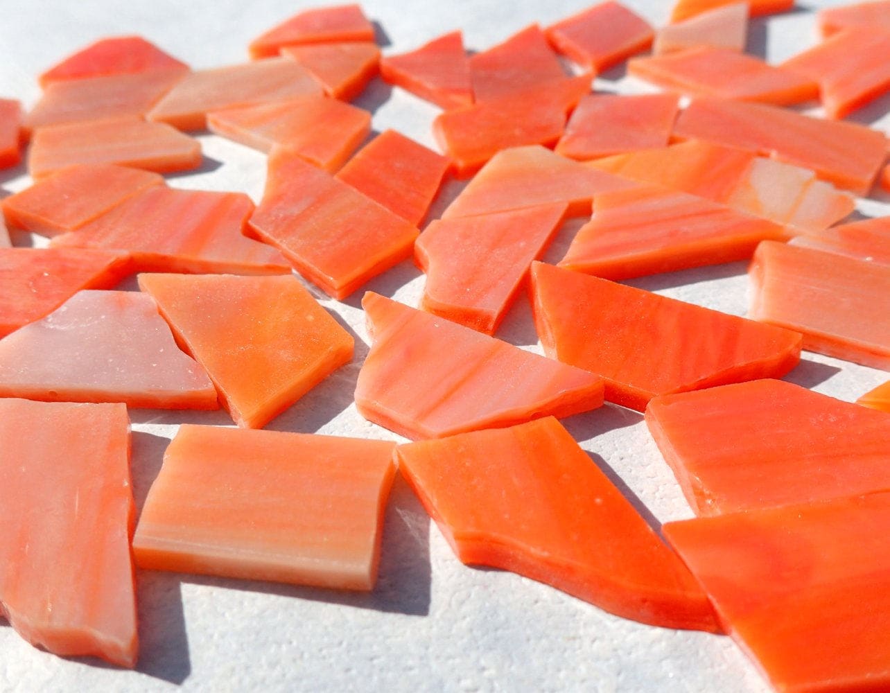 Bright Orange Stained Glass Mosaic Bits 15 mm Glass Materials