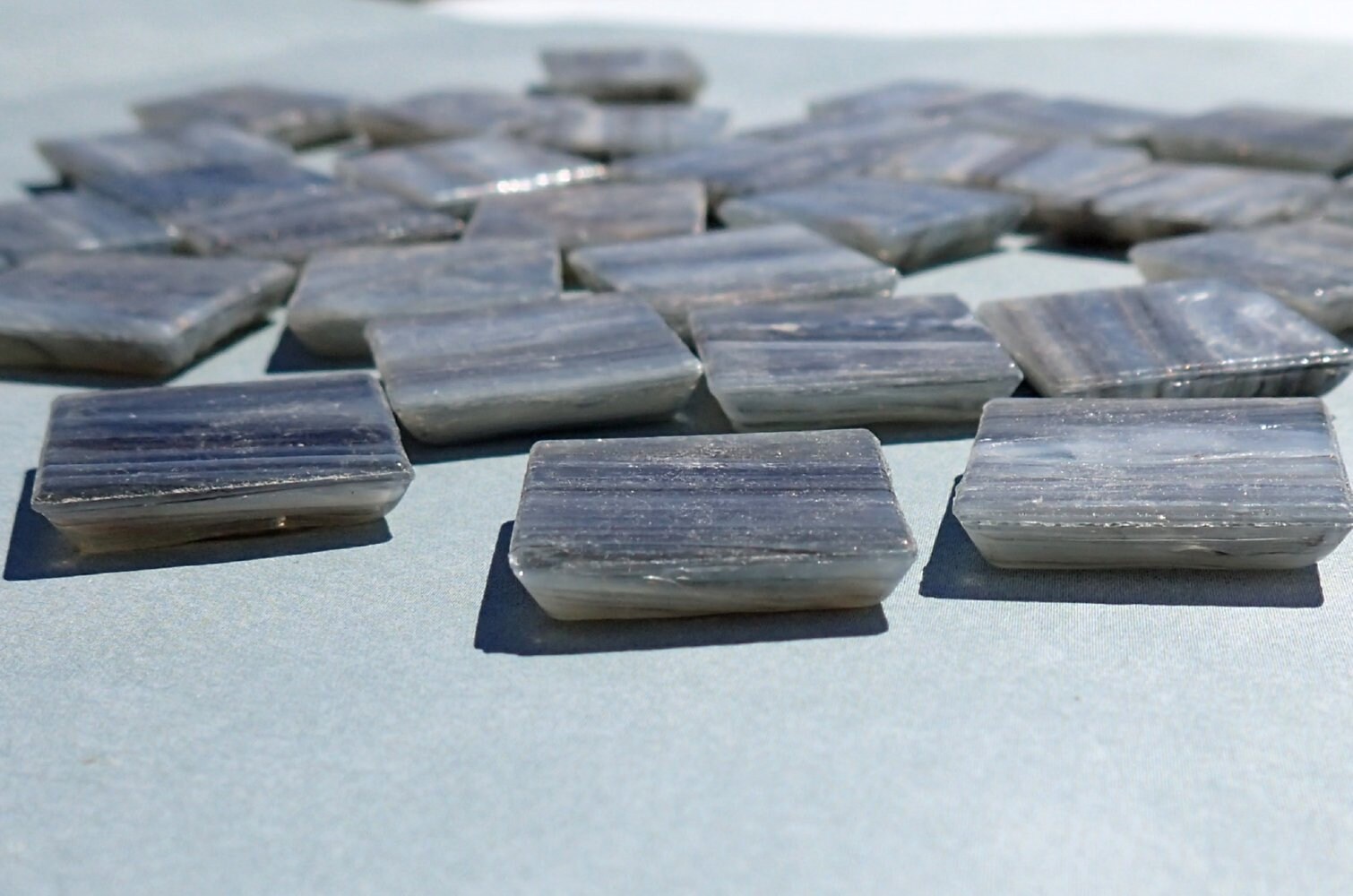 Smoke Gray with Gold Vein Glass Mosaic Tiles Squares - 3/4 inch