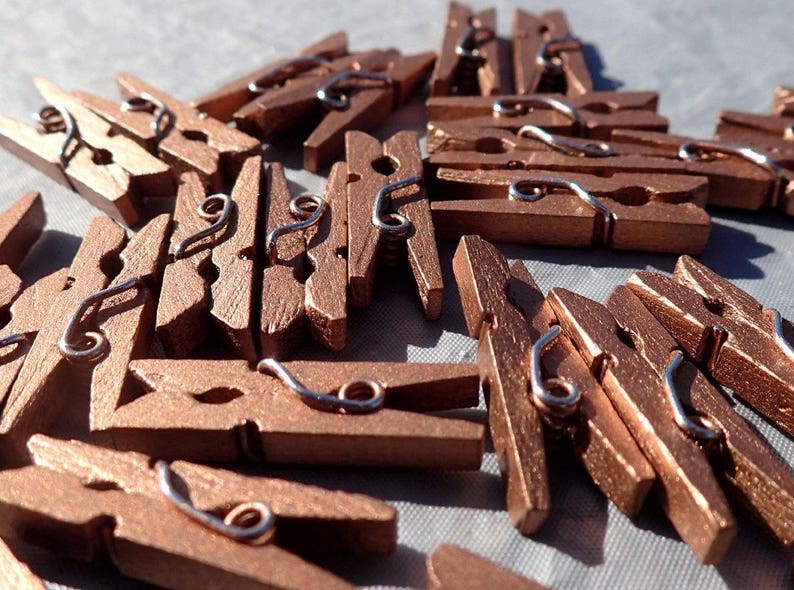 Dark Gold Mini Clothespins 25 1 or 2.5 Cm Wooden Etsy