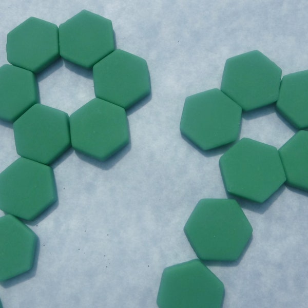 Mint Green Hexagon Mosaic Tiles - 25 Glass 23mm MATTE Tiles