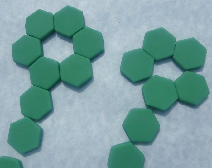 Mint Green Hexagon Mosaic Tiles - 25 Glass 23mm MATTE Tiles