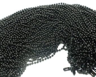 Black Ball Chain Necklaces - 24 inch - 2.4mm Diameter - Set of 25
