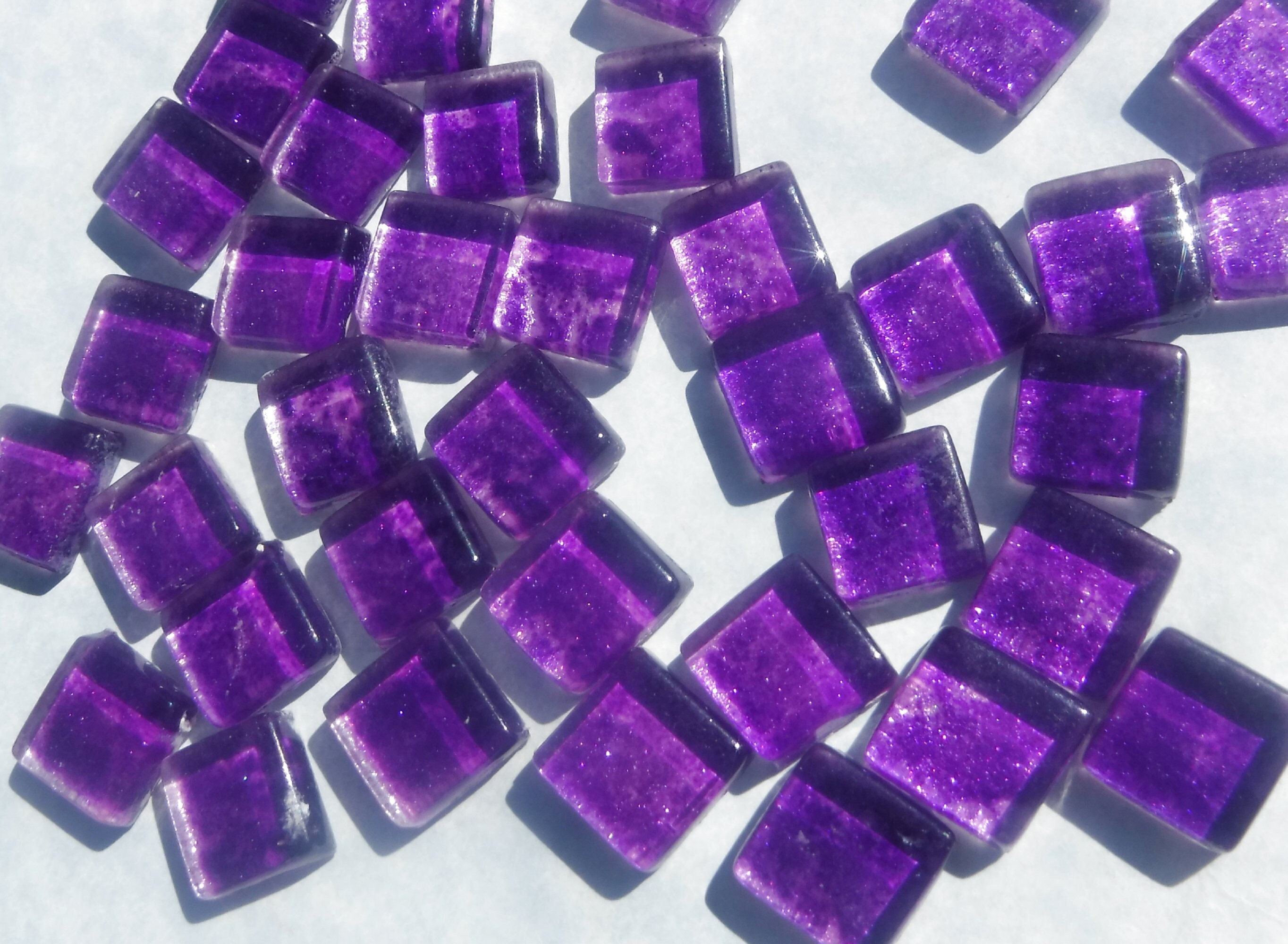 Deep Purple Foil Square 12mm Glass Tiles 50g