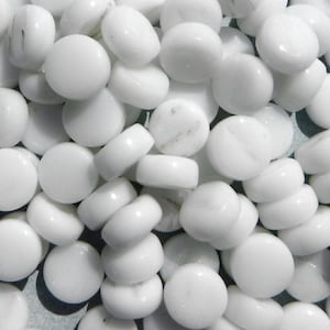 White MINI Glass Drops Mosaic Tiles - 50 grams - Flat Back Marbles Glass Gems