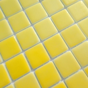 Yellow Mosaic Tiles - 1 inch - 25 Recycled Glass Squares