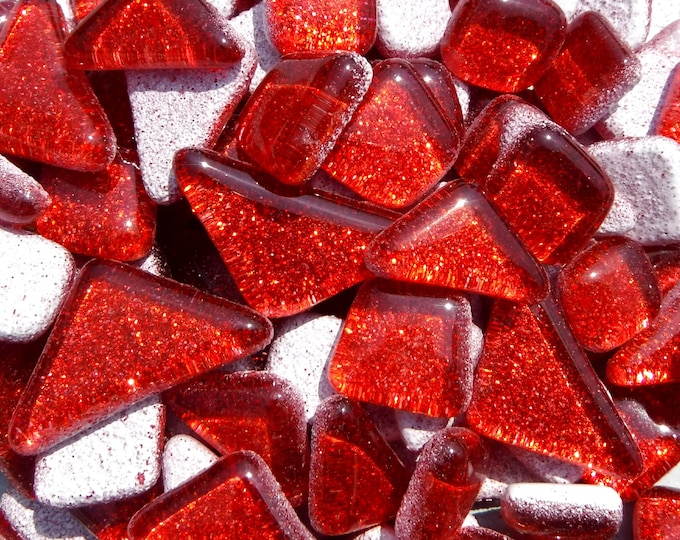 Red Glitter Puzzle Tiles - 100 grams