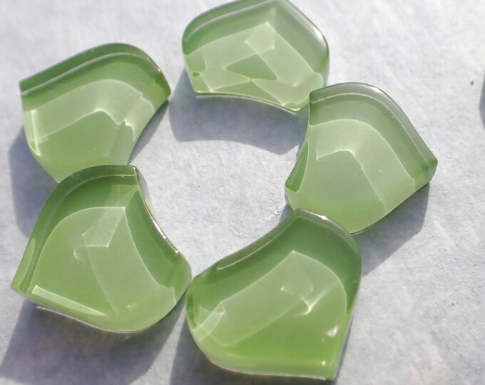 Fresh Green Fishscale Glass Tiles - 50g - Approximately 30 Crystal Mandala Mosaic Tiles