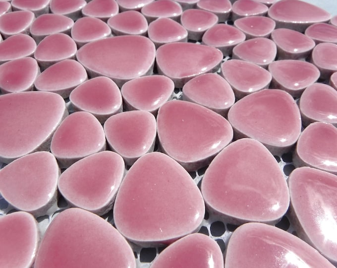 Pink Pebble Porcelain Tiles in Assorted Sizes - Half Pound