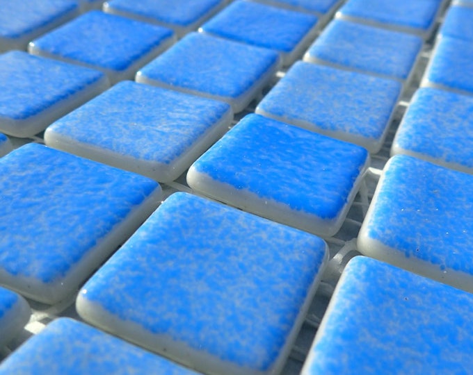 Blue Splatter Glass Squares - 1 inch - 25 Tiles