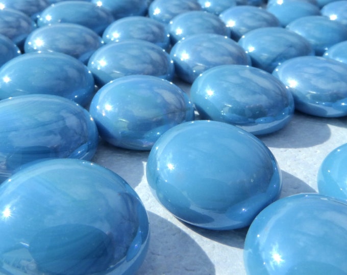 Mini Glass Gems - Iridescent Light Blue - Set of 50