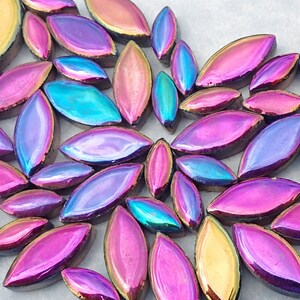 Colorful Metallic Petals Mosaic Tiles 50g Ceramic Leaves in Mix of 2 Sizes 1/2 and 3/4 Disco Lights image 3