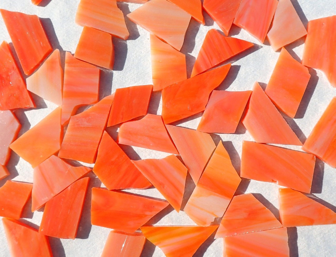 Bright Orange Stained Glass Mosaic Bits 15 mm Glass Materials