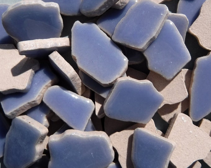 Cornflower Blue Ceramic Tiles - Jigsaw Puzzle Shaped Pieces - Half Pound