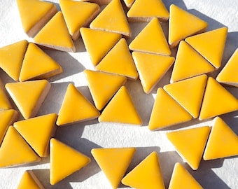 Lemon Yellow Mini Triangles Mosaic Tiles - 50g Ceramic - 15mm in Sunny Yellow