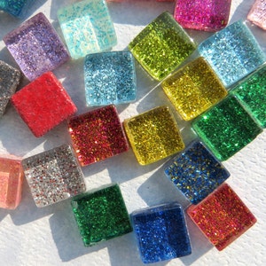 Glitter Tiles - 1 cm - Assorted Colors - 100g - Over 100 Glass Squares